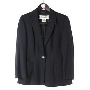 vintage ESCADA by Margaretha Ley Blazer Jacket black long sleeve retro style Size women&#39;s 38 90s 80s luxury outfit button up wear authentic