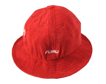 vintage FUBU Bucket Hat One Size Street Style retro hip hop USA 90&#39;s 00&#39;s style authentic soft headwear sun streetwear rare red small logo
