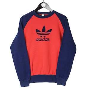 vintage ADIDAS Sweatshirt Big Logo men&#39;s Size S unisex jumper oversize athletic 90&#39;s retro streetwear authentic blue Germany style crewneck