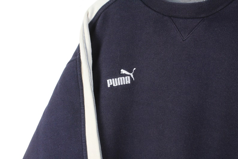 vintage PUMA sweatshirt authentic navy blue crewneck Size L men's athletic sport outfit retro wear 90's style pullover streetwear image 3