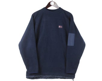 vintage FILA Fleece Sweatshirt kleines Logo Grösse S Männer authentisches Marineblau Oversize 90er Jahre Retro Winter Sport Pullover Sweater Ski Sport