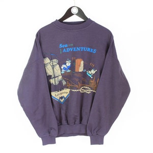 vintage SEA ADVENTUROUS big logo sweatshirt New Era authentic basic purple Size M men&#39;s athletic streetwear retro 90&#39;s jumper crewneck