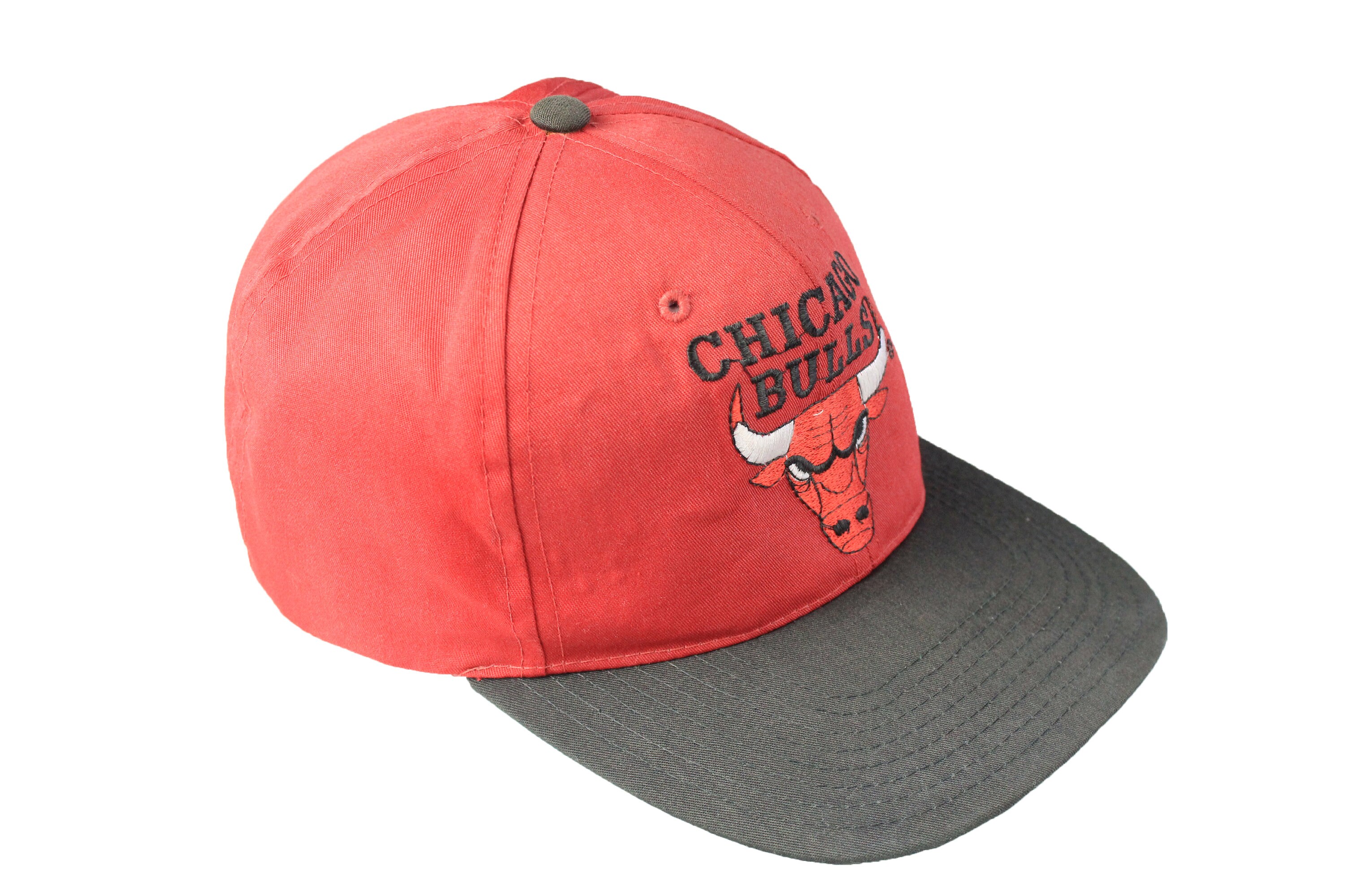 Retro Chicago Bulls Black Red Snapback Rare Cap Hat NBA Basketball Mitchell  Ness