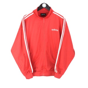 vintage ADIDAS ORIGINALS classic red Track Jacket Size M authentic rare retro hipster 90s Germany rave athletic sport Small logo bright