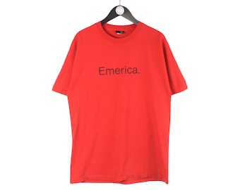 vintage EMERICA T-Shirt big logo Skateboarding tee retro 90's Size L sport top rave style retro collection shirt bright red skate shirt