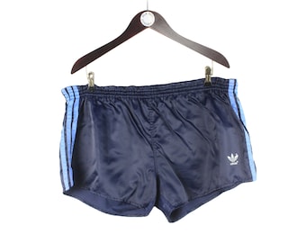 vintage ADIDAS track shorts Size L logo authentic 80's 90's sport wear made in West Germany activewear running outfit navy blue