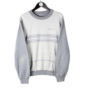 vintage ADIDAS sweatshirt Size M oversize men&#39;s long sleeve 90&#39;s athletic gray sweat crewneck small logo retro streetwear authentic pullover