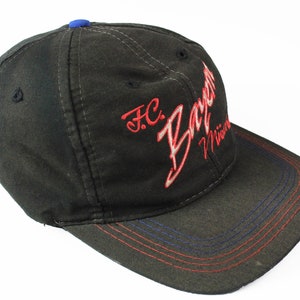 vintage BAYERN MUNCHEN ADIDAS Cap großes Logo schwarz rot Hut One Size Retro Fußball Deutschland 90er Sommer Sonne Schirm rare Deadstock