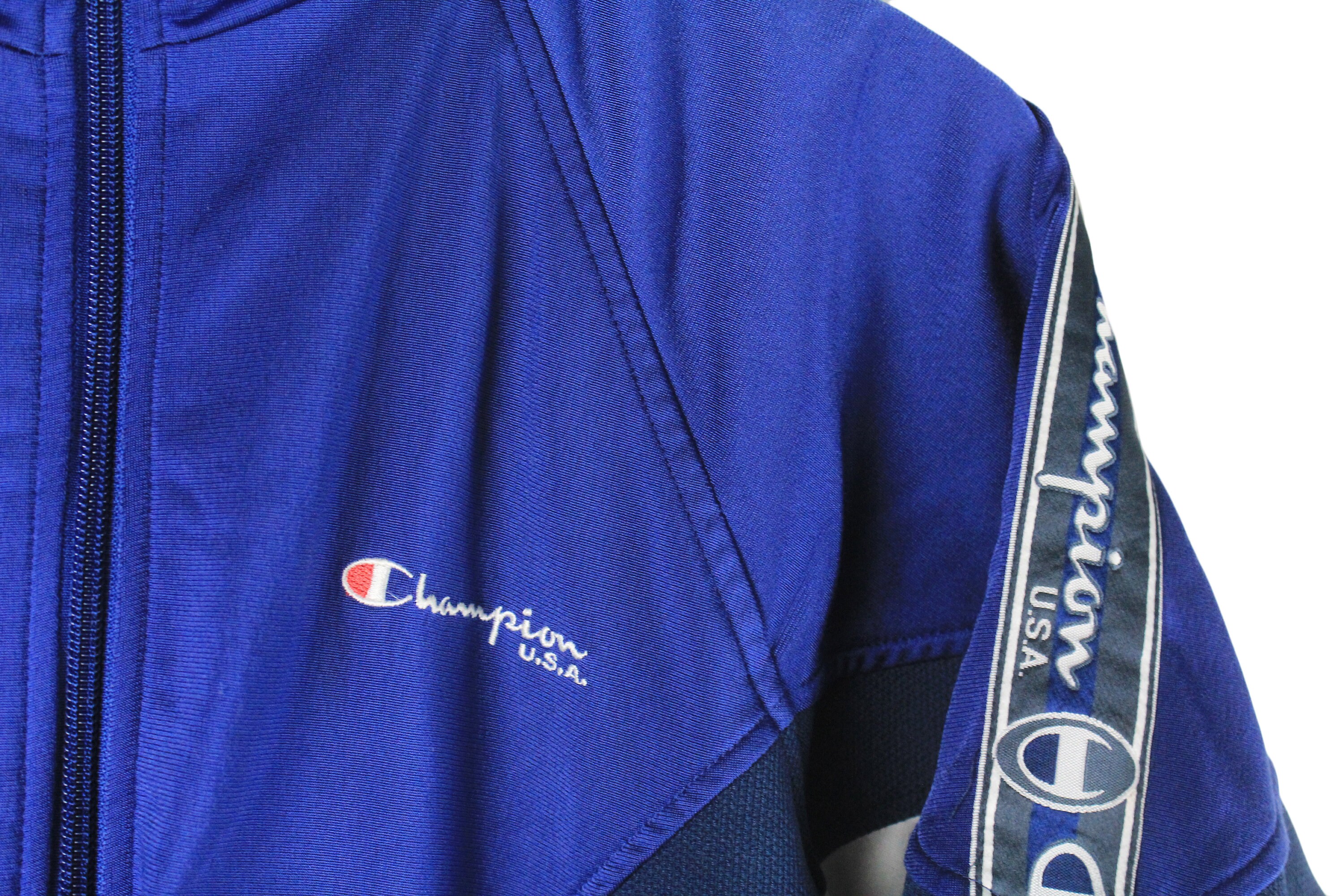 Vintage CHAMPION Track Jacket Size M Men's Blue Full Zip