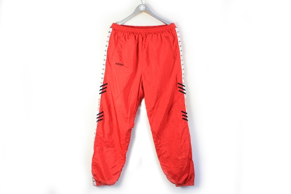 vintage ADIDAS men's Track Pants red full pant log