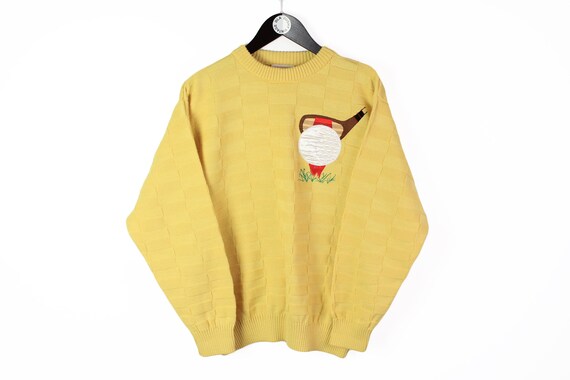 Vintage GOLF Sweater Big Logo Yellow 