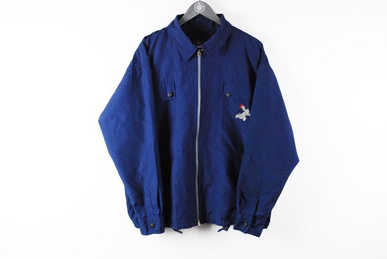 vintage DROOPY Movie Jacket big embroidery logo Tex Avery Aventures Studio wear Size ML blue retro collection hipster 90s cartoon cinema
