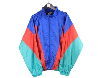 vintage ADIDAS track jacket Size men's L authentic athletic blue green red rare retro rave zipped classic 90s sport originals windbreaker