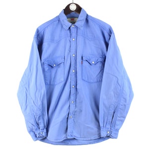 vintage LEVI&#39;S denim shirt Size L jean blouse 90&#39;s USA classic style retro western Levis retro work wear men&#39;s streetwear snap buttons