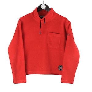 vintage NAUTICA Women&#39;s fleece 1/4 Zip Sweatshirt Size S authentic outfit 90s rare retro old school red outdoor style sweater long sleeve