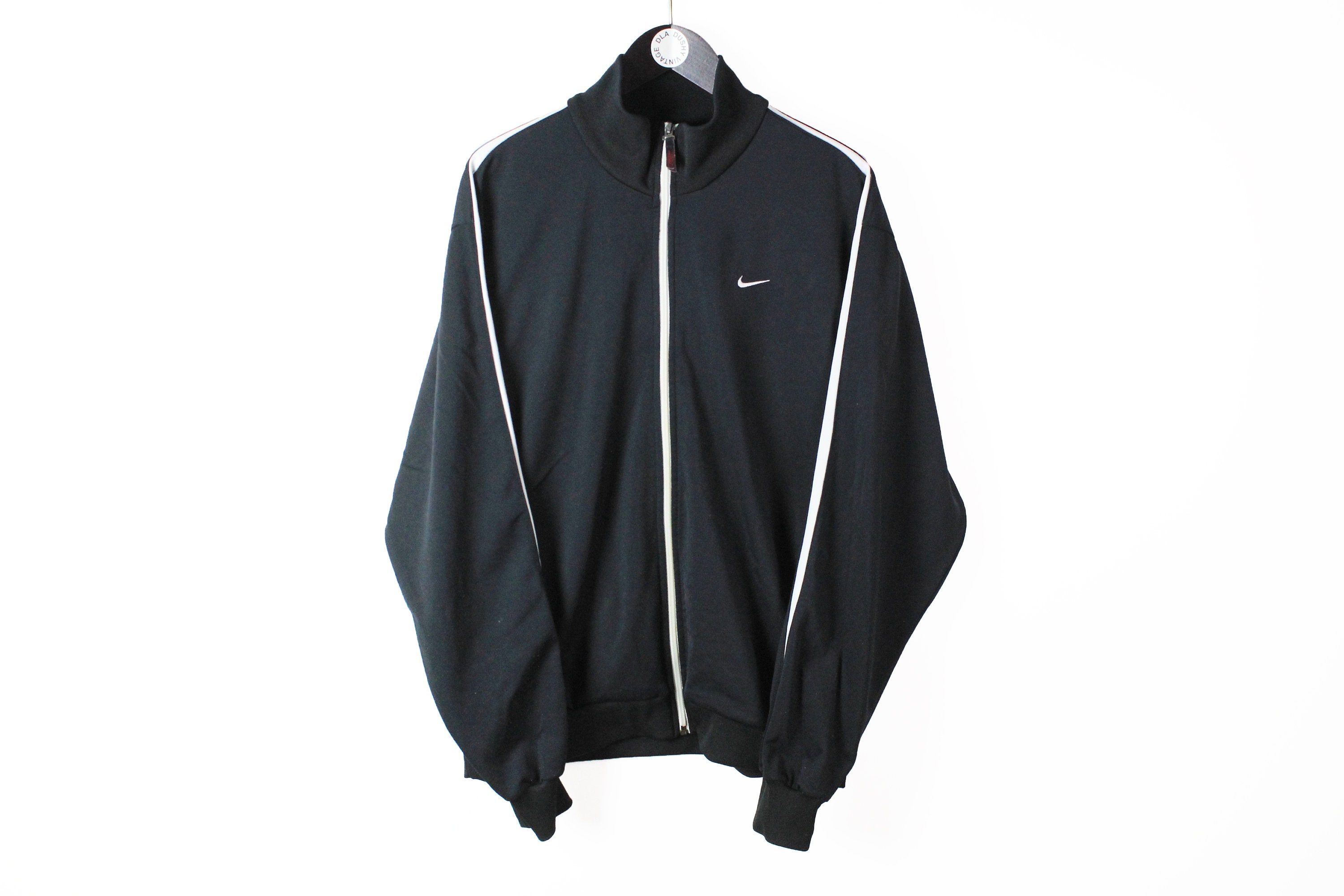 Vintage NIKE Authentic Track Jacket Size L/XL Black White Logo Etsy UK