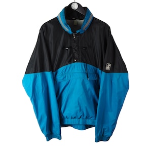 vintage K-WAY Anorak rain Coat Hooded oversized men&#39;s Size XXL windbreaker authentic 90&#39;s raincoat jacket retro outdoor half zip streetwear