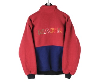 vintage NAF NAF Fleece Sweatshirt Size S men's sweater unisex authentic 90's ski outdoor warm rare retro full zip winter sport jumper