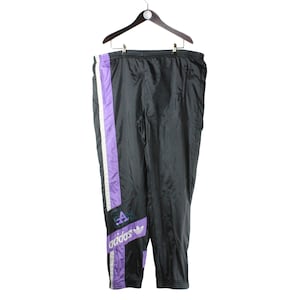 vintage ADIDAS men&#39;s Track Pants black purple Size XL/XXL authentic polyester trackpants sport trousers retro 90&#39;s athletic hype rave baggy