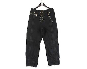 Pantalones de esquí vintage MCM, talla 42 para mujer, auténticos pantalones negros retro de los años 90 para invierno, ropa de abrigo para snowboard, montaña, ropa extremadamente rara, pantalones para exteriores