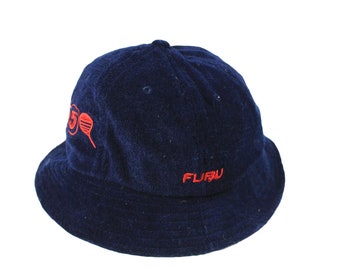 vintage FUBU Bucket Hat One Size Street Style retro hip hop USA 90&#39;s 00&#39;s style authentic soft headwear sun streetwear rare navy blue