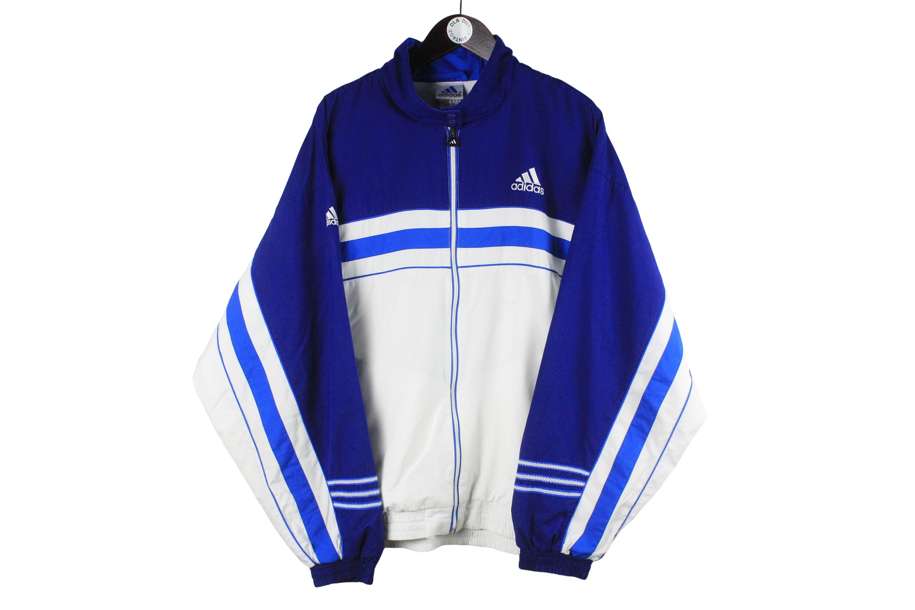 Vintage ADIDAS Track Jacket Size XL white blue retro hipster 90s