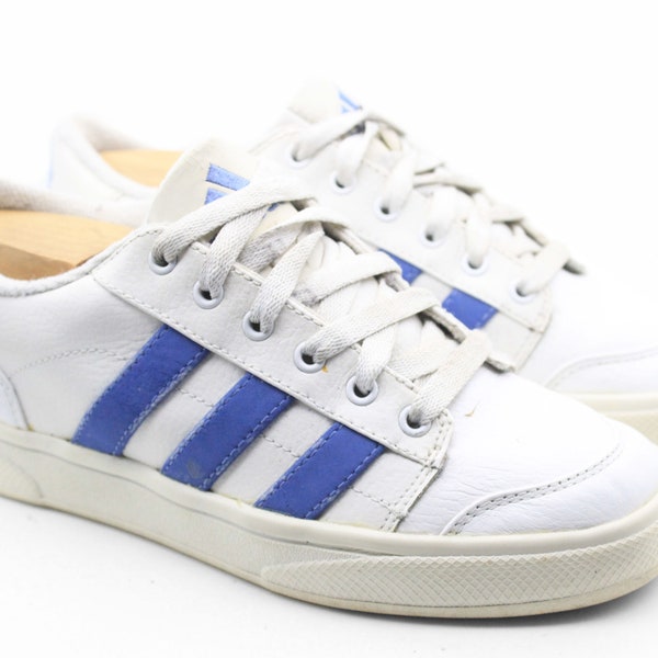 vintage ADIDAS sneakers authentic retro athletic shoes 90s sport running wear trainers white blue streetwear 3 stripes women's Size US 6