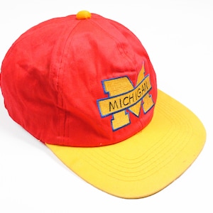 vintage MICHIGAN Wolverines Hut Hut Big Logo Basketball rot gelb retro authentisch 90er Jahre Sommer Schirmmütze Deadstock USA Sport sportlich selten