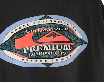 vintage QUIKSILVER T-Shirt big logo authentic black cotton athletic tee  retro 90's Size M top surf style sport wear made in USA summer