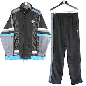 vintage DIADORA tracksuit Size XL men&#39;s black oversize retro sport clothing rave 90&#39;s authentic rare track suit jacket and pants