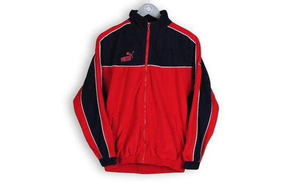 Vintage PUMA Men's Track Jacket Size S Authentic Red Black Retro