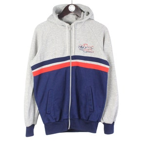 vintage ADIDAS Hoodie Full Zip Spirit of the Games Sweatshirt hooded Size Men&#39;s S retro 80&#39;s rave athletic sport style small logo streetwear