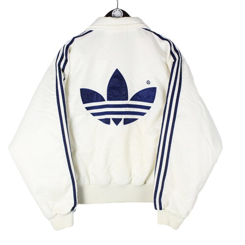 Vintage ADIDAS Jacket Size S Men's Big Logo White Blue - Etsy