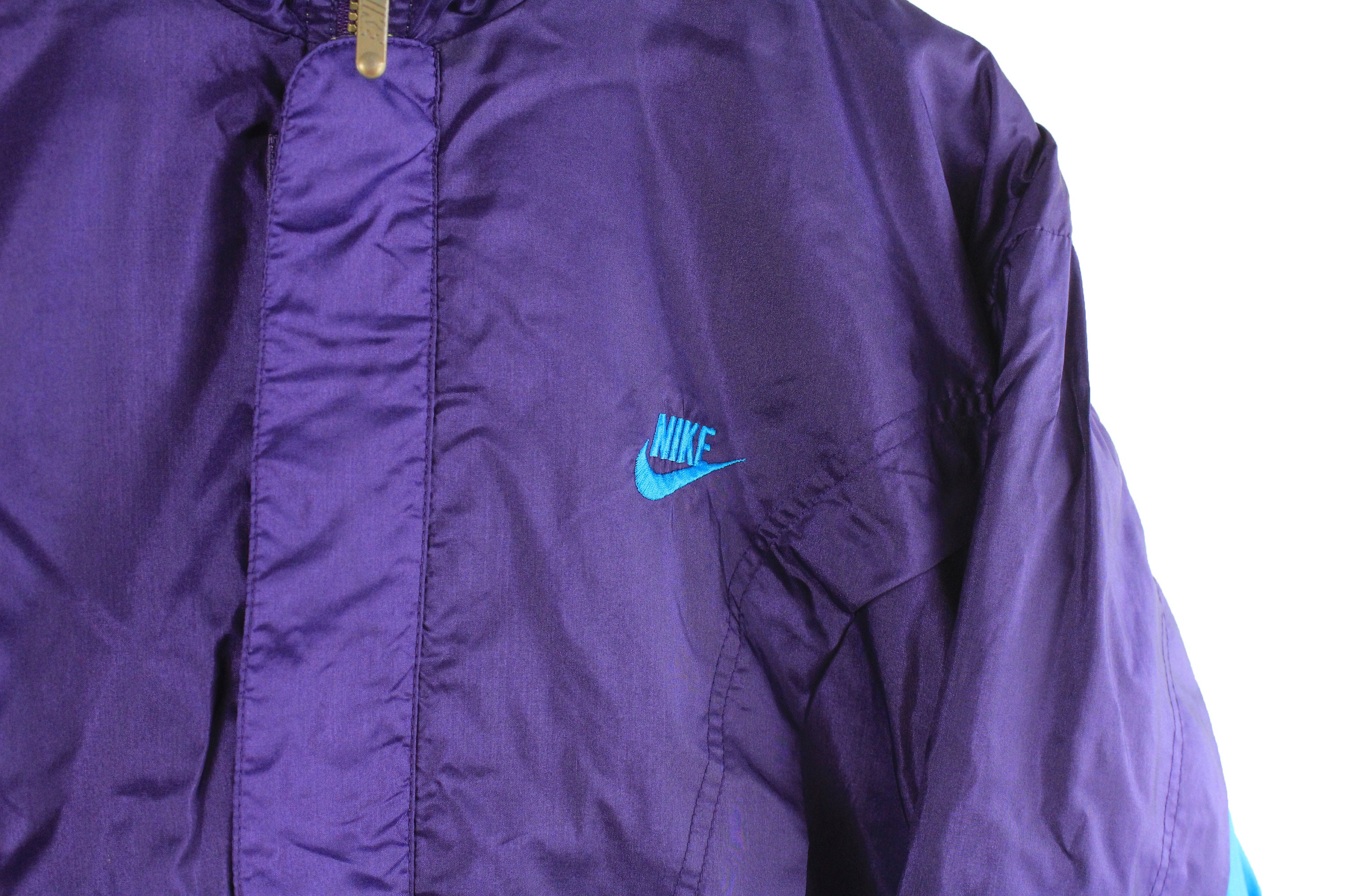 nike crop retro terry towelling track jacket in purple
