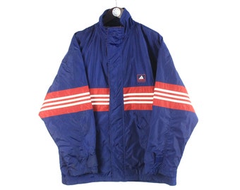 vintage ADIDAS jacket Size men's M authentic blue retro athletic full zip 90's small logo sport style wear windbreaker