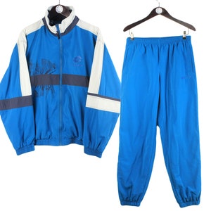 vintage LOTTO Boris Becker Tracksuit men&#39;s Size L blue sport outfit 90&#39;s rare retro Italian light wear rave athletic track jacket and pants