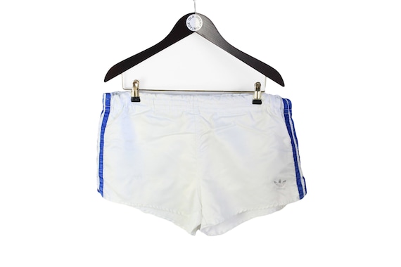 Vintage ADIDAS ORIGINALS Track Shorts Size XL White Blue Classic