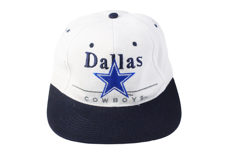 vintage COWBOYS DALLAS hat big logo nfl team one size cap retro authentic USA football 90s summer sport blue white cap sun visor image 2