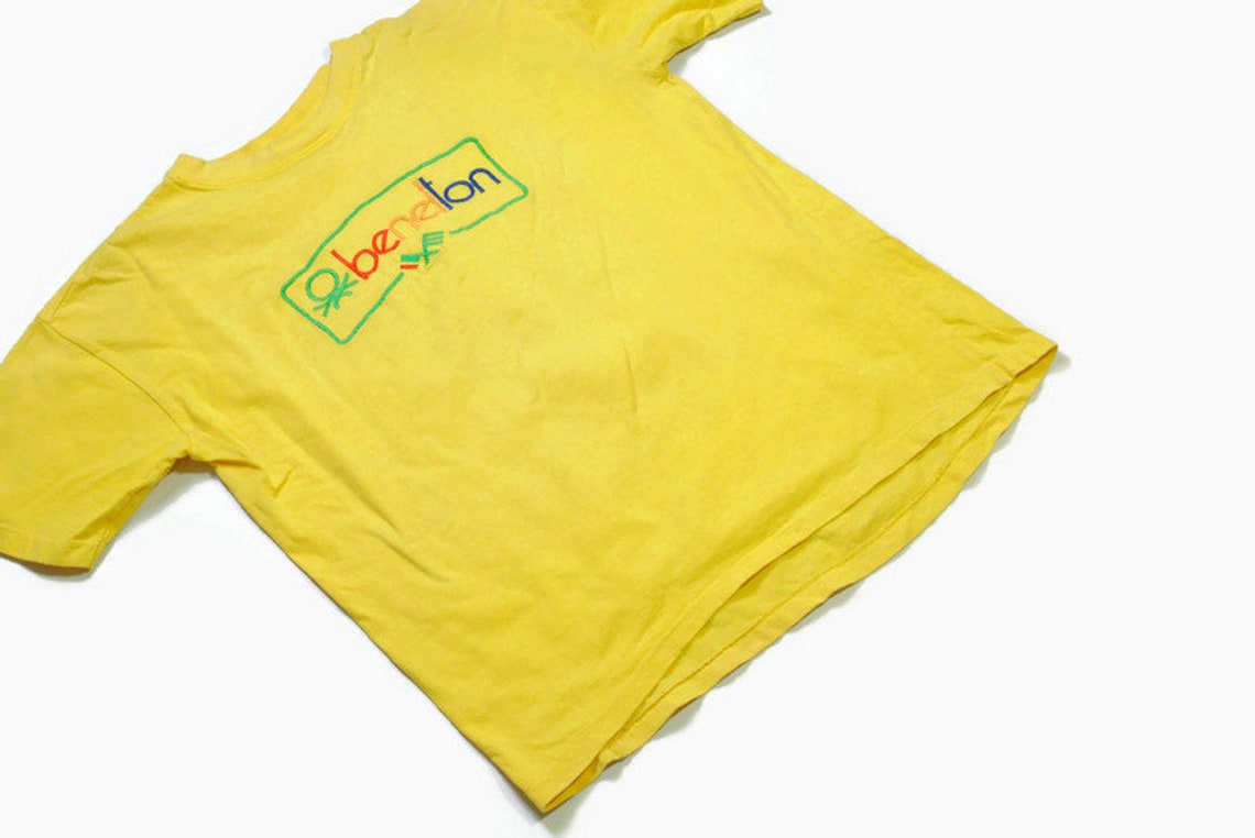 Vintage United Colors Of Benetton 90's T-Shirt Top Tee Jersey Red Mens M -L