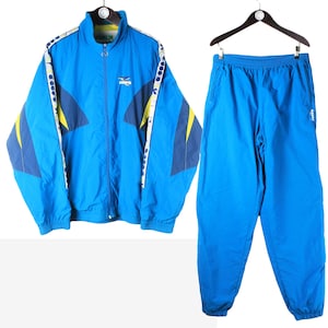 vintage DIADORA tracksuit Size XL men&#39;s blue oversize retro sport clothing rave 90&#39;s authentic rare suit track jacket and pants windbreaker