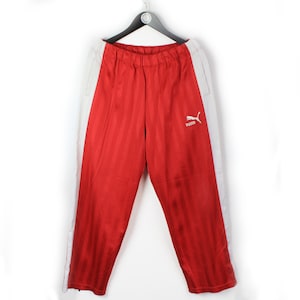 Vintage Reebok Track Pants Crimson Red Nylon Joggers Embroidered