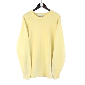 vintage NAF NAF Pullover Gr. XL Herren Oversize Pullover authentisch 80er 90er lässiges Basic seltener Retro Crewneck knallgelber Nafnafpullover