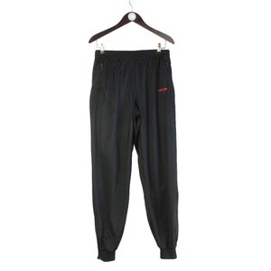 vintage ADIDAS men&#39;s Track Pants black Size L authentic sport trousers retro 90&#39;s athletic rave sportswear pants small logo polyester