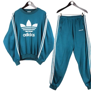 vintage ADIDAS trainingspak maat M oversized retro sportpak rave jaren 90 sweatsuit authentieke zeldzame originelen heren sweater en joggingbroek