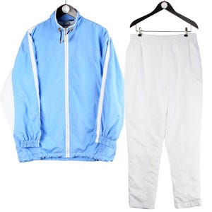 vintage REEBOK Trainingsanzug Size XL damen oversize retro weiss blau Sport Rave 90er Jahre Windjacke authentische Trainingsjacke Hose Logo