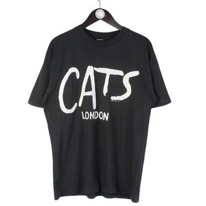 ヴィンテージ CATS ロンドン ミュージカル Tシャツ サイズ L メンズ ビッグロゴ ブラック コットン Tシャツ 90年代 レトロ オーセンティック クルーネック シアター アンドリュー ロイド ウェバー