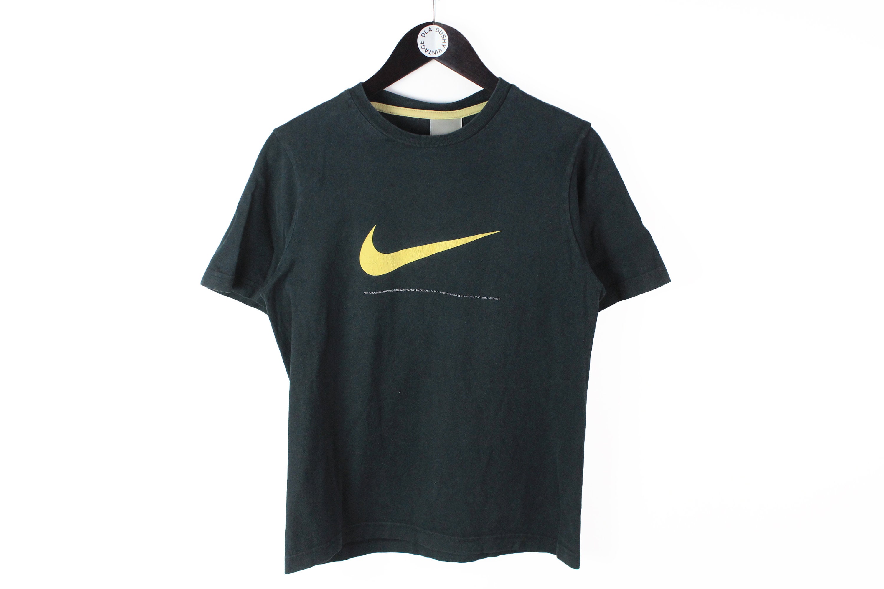 Vintage NIKE Big Logo T-shirt Black Cotton Athletic Tee Retro 90's