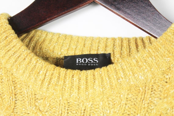 vintage HUGO BOSS Sweater Size L men's yellow 90'… - image 3