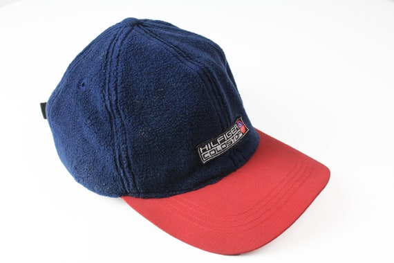 Navy Hip Hop Logo Etsy TOMMY Culture Sport Size One - 90s Hat Cotton Retro Blue Vintage Fresh USA Norway Authentic Style Big Fleece Cap HILFIGER Coldstop