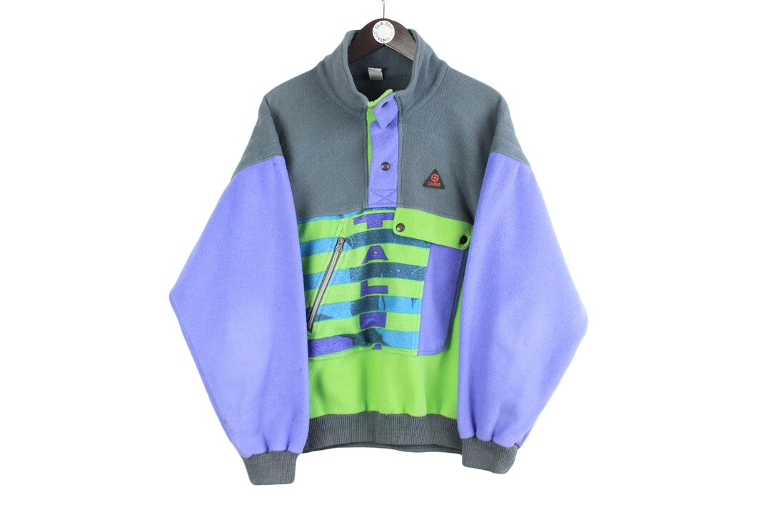 Pull Vintage Colmar Technologic - Polaire Années 90 Motif Géométrique - Taille M/L